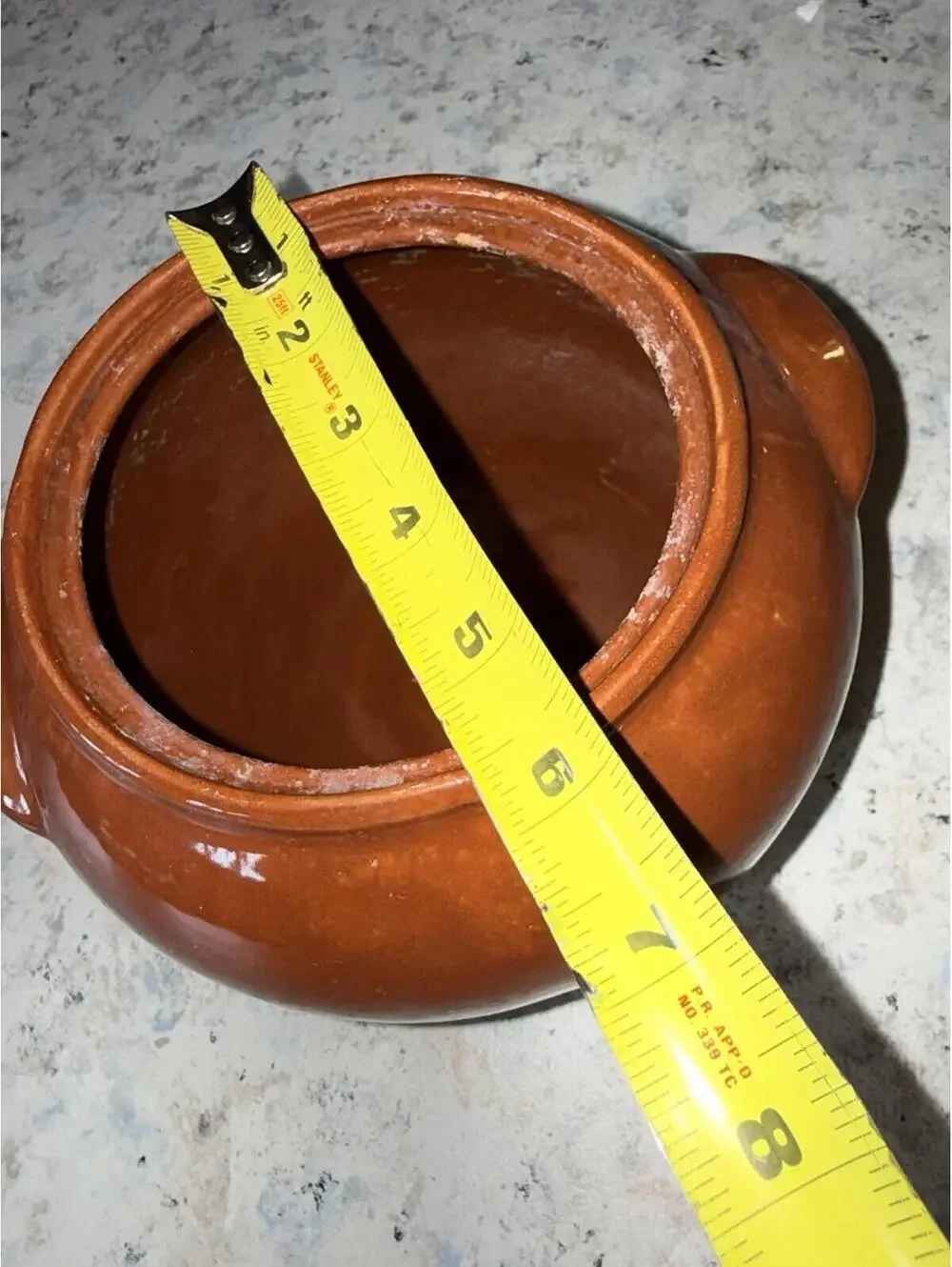Vintage Bean Pot Handle Rustic Earthenware Bowl 10 Inch, Country, Cottage Core